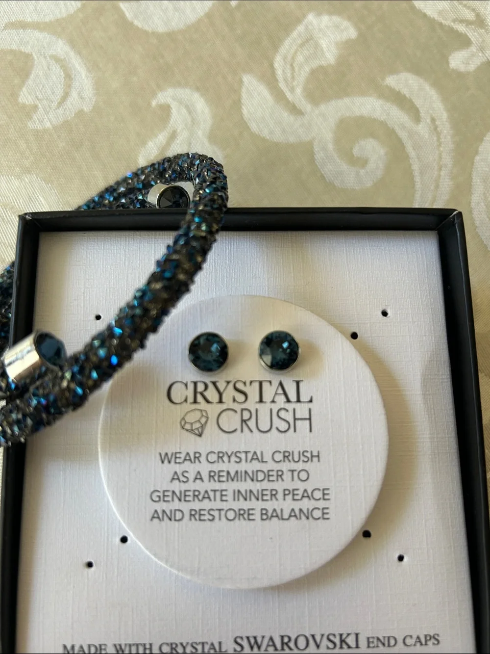 Sparkle Wrap Bracelet and Stud Earring Set in Teal Blue